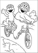 coloriage 1 rue sesame elmo et son ami font du tamdem